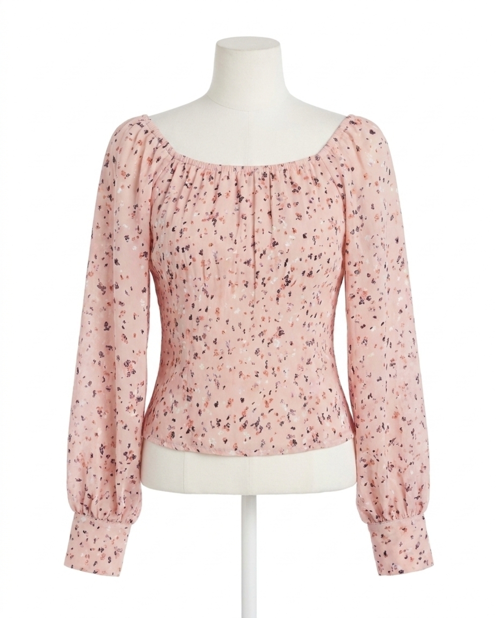 NEW MYSTREE smocked balloon sleeve blouse in mauve
